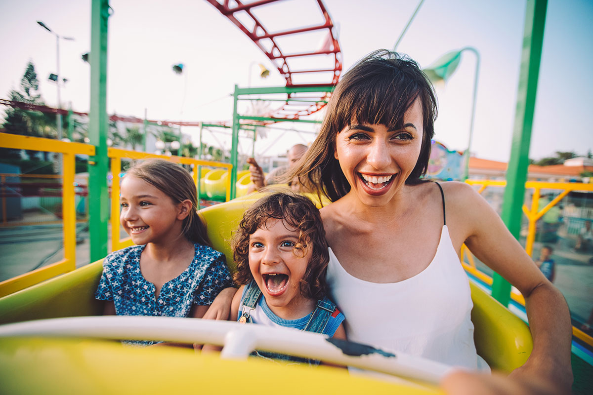 family at a theme park